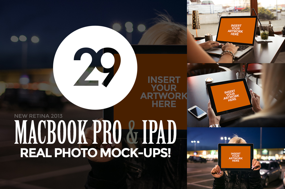 29 MacBook Pro and iPad Photo Mockups